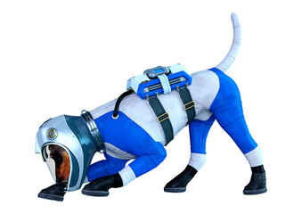 3D Rendering Astronaut Dog on White © photosvac