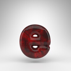 Fototapeta premium Letter E lowercase on white background. Red amber 3D letter with glossy surface.