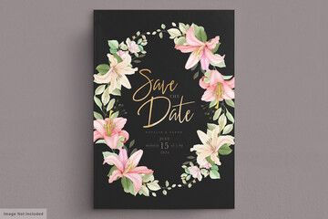 lily floral wedding card set 