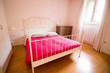 Light cute simple bedroom interior 