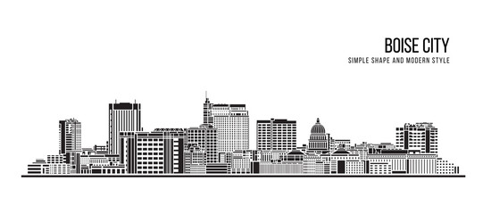 Cityscape Building Abstract Simple shape and modern style art Vector design - Boise city