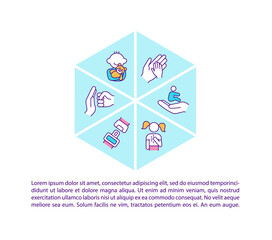 Kids protection from harm concept icon with text. Child safety. Social service support PPT page vector template. Brochure, magazine, booklet design element with linear illustrations