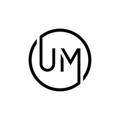 Initial Circle UM letter Logo Design vector Template. Abstract Letter UM logo Design