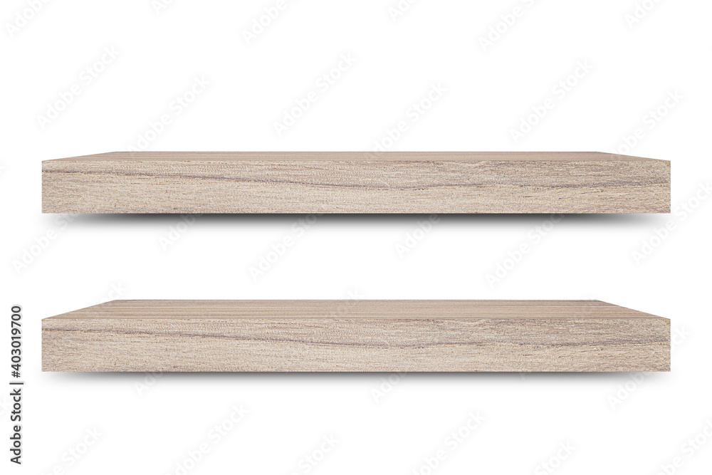 Leinwandbilder shelf wooden isolated on a white background and display montage for the product embed clipping path 