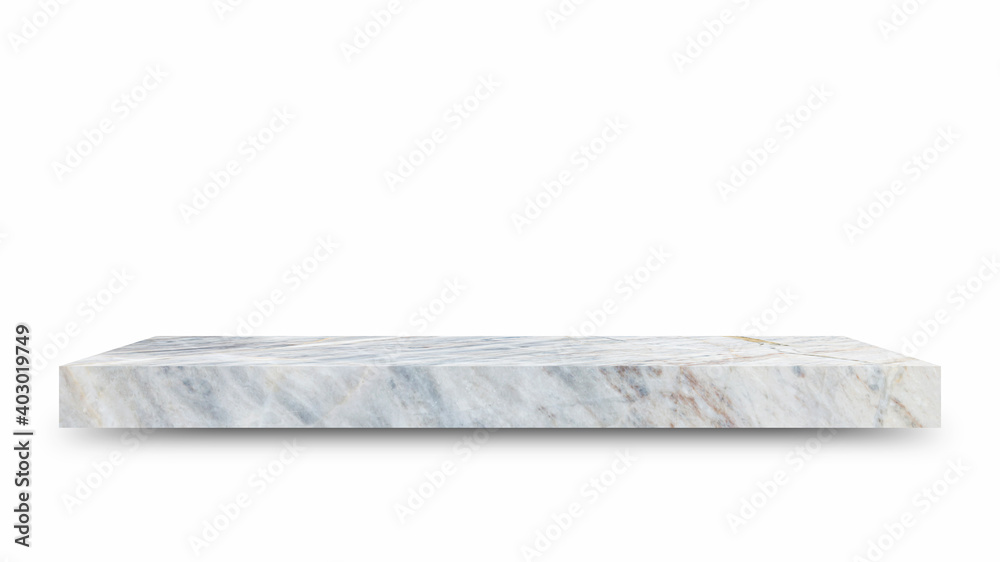 Leinwandbilder Shelf marble isolated on a white background and display montage for the product Embed Clipping Path separate with black shadows.