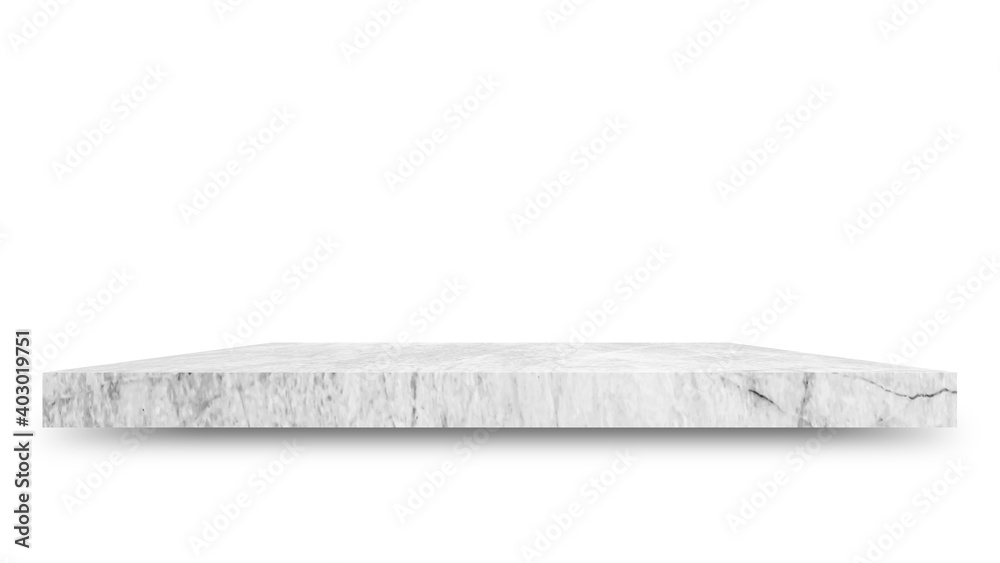 Aufkleber Shelf marble isolated on a white background and display montage for the product Embed Clipping Path separate with black shadows.
