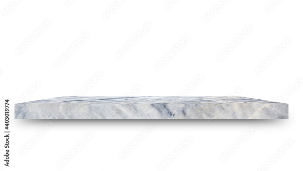 Aufkleber Shelf marble isolated on a white background and display montage for the product Embed Clipping Path separate with black shadows.