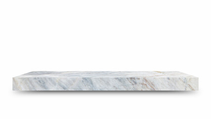 Shelf marble isolated on a white background and display montage for the product Embed Clipping Path separate with black shadows.