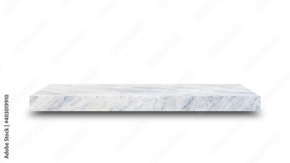 Leinwandbilder Shelf marble isolated on a white background and display montage for the product Embed Clipping Path separate with black shadows.