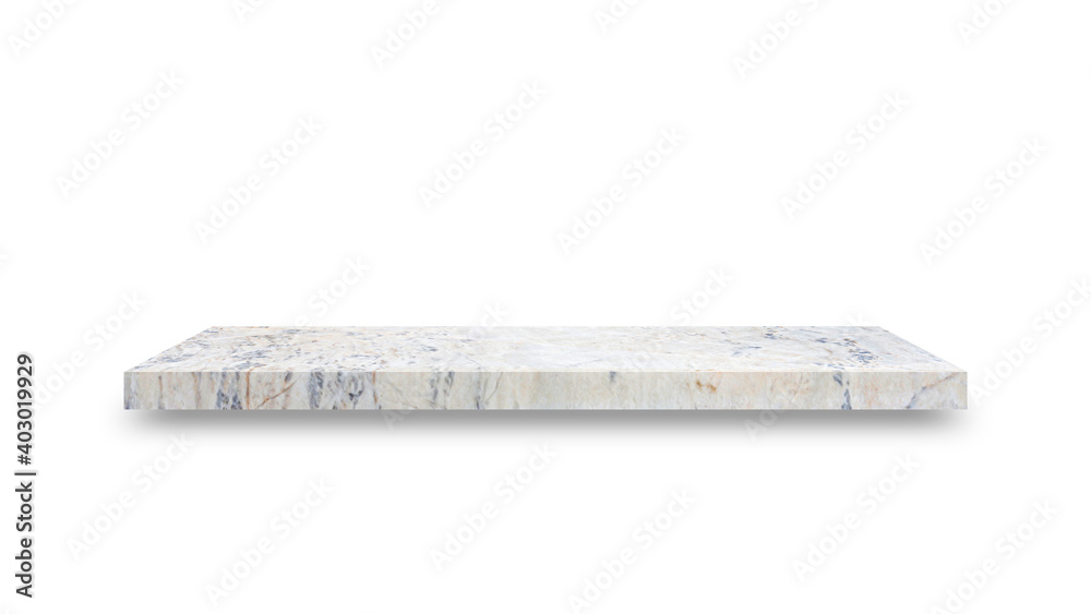 Aufkleber Shelf marble isolated on a white background and display montage for the product Embed Clipping Path separate with black shadows.