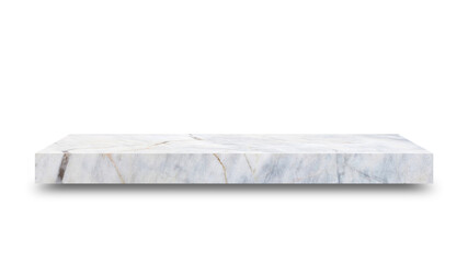 Shelf marble isolated on a white background and display montage for the product Embed Clipping Path separate with black shadows.