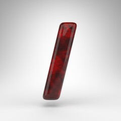 Forward slash symbol on white background. Red amber 3D sign with glossy surface.