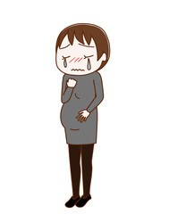 悲しくて泣く妊婦、全身