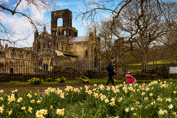 Kirkstall Abbey in April, Leeds, West Yorkshire, England