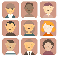 Vector illustration of 9 people icons