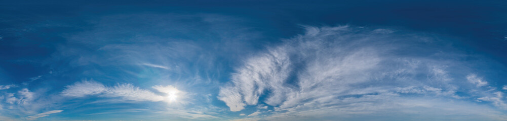 Sky panorama with Cirrus clouds in Seamless spherical equirectangular format. Full zenith for use...