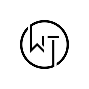 Initial Circle Letter WT Logo Design Vector Template. Initial Linked Letter WT Logo Design