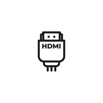 HDMI icon . HDMI 2.0 icon . HDMI cable line icon, outline vector sign, linear style pictogram isolated on white. Symbol, logo illustration. Editable stroke