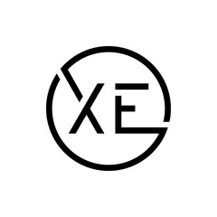 Creative Circle Letter XE Logo Design Vector Template. Initial Linked Letter XE Logo Design