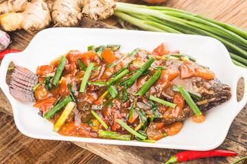 A plate of braised tilapia