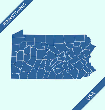 Pennsylvania County Map Outlines Vector