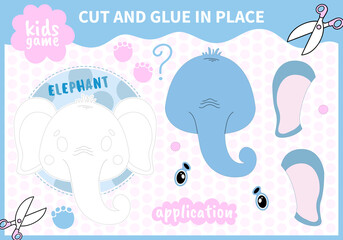 Children board animal game applique cut and glue in place for preschoolers and primary school students worksheets.Page read and match for kids educational book