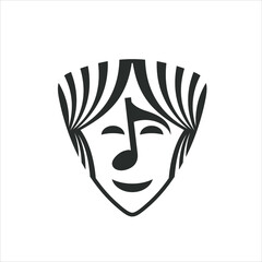 black and white mask, music and theater icon