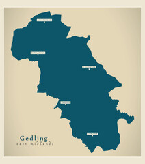 Gedling district map - England UK