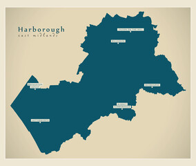 Harborough district map - England UK