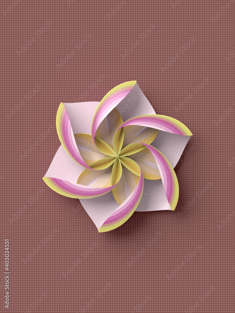 Poster Abstract 3d rendering simple geometric stylized flower for concept design. Trendy design element. Digital illustration