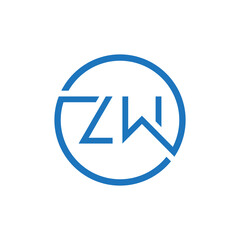 ZW Logo Design Vector Template. Initial Circle Letter ZW Vector Illustration
