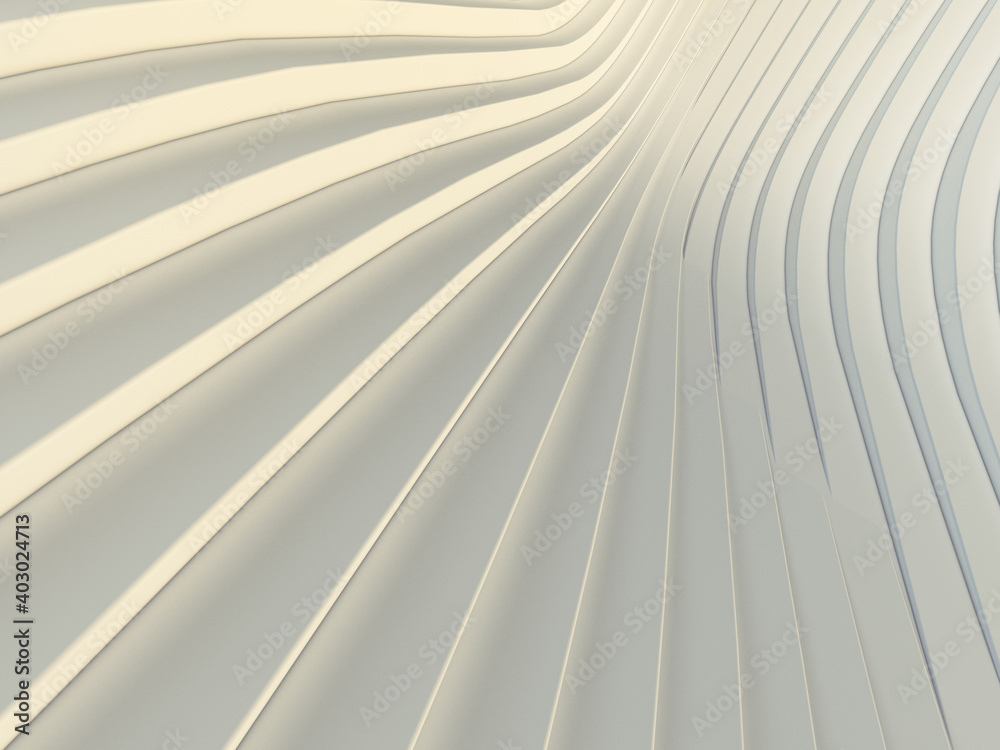 Poster Abstract white waves and lines pattern. Futuristic background. 3d rendering
