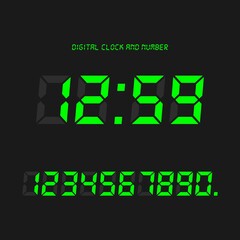 Digital clock & number set, Electronic figures.