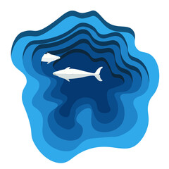 Vector illustration of dolphin in the pool