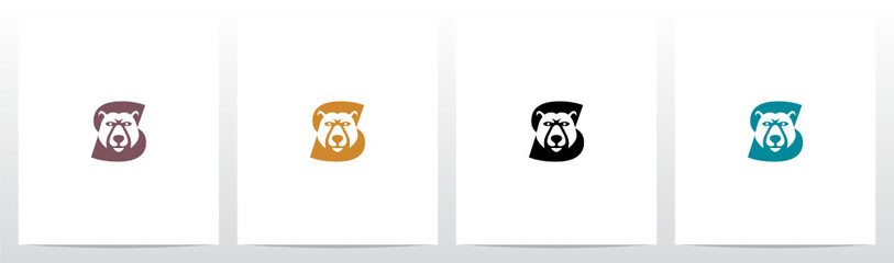  Bear Head On Letter Logo Design S
