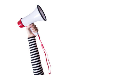 person holding megaphone