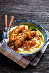 Bangers and mash traditional british dish top view