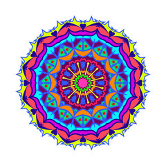 Colorful mandala ornament design with bright color isolated on white background vector illustration