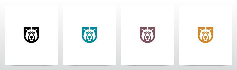  Bear Head On Letter Logo Design U © recehan