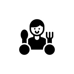 Eat Eating Restaurant and Café Person Glyph Style Icon, Logo, Vector