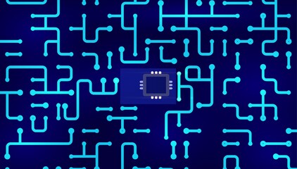 Blue circuit board isolated on blue background vector illustration