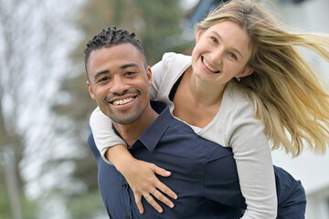 Portrait of young couple, mixed ethnicity
