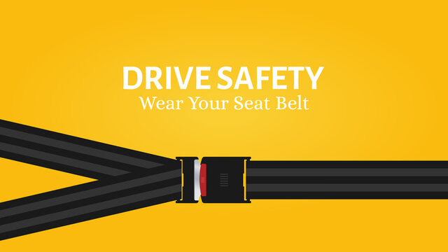 Creative vector illustration of drive safety seat belt. Art design road strap. Safety advice for wearing seat belts