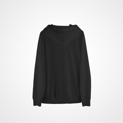 Hanging stylish black hoodie mockup, mens sweatshirt, back view, for design presentation, pattern, advertising and print.