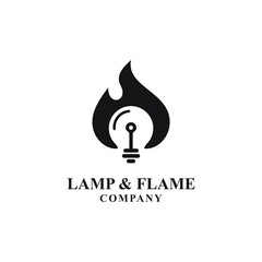 Lamp Bulb Flame Fire Electric Logo Design Vector