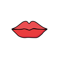 Red lips .   Vector Illustration  