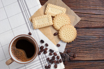 Fototapeta na wymiar Shortbread cookies and coffee