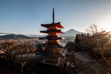 Naklejka premium The Chureito Pagoda, one of the tourist spots in the Mt. Fuji region