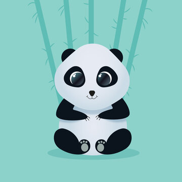panda illustration green black