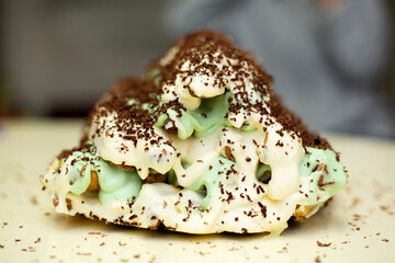 Homemade cake with cherries. Traditional recipe. White background.